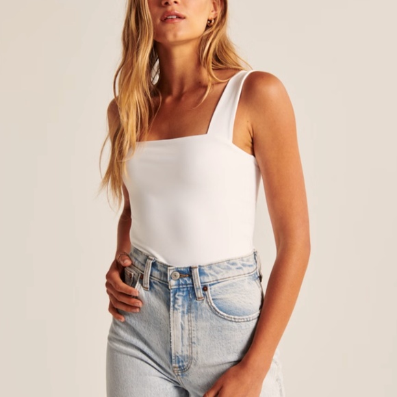 Abercrombie & Fitch Tops - Abercrombie Double-Layered Seamless Fabric Squareneck Bodysuit in White